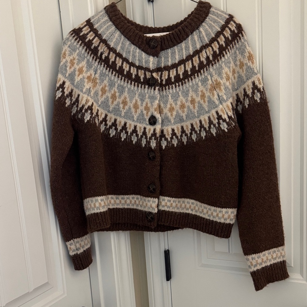 Freshman Brown and Cream Patterned Cardigan